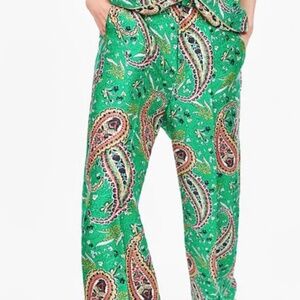 Zara green paisley print pants